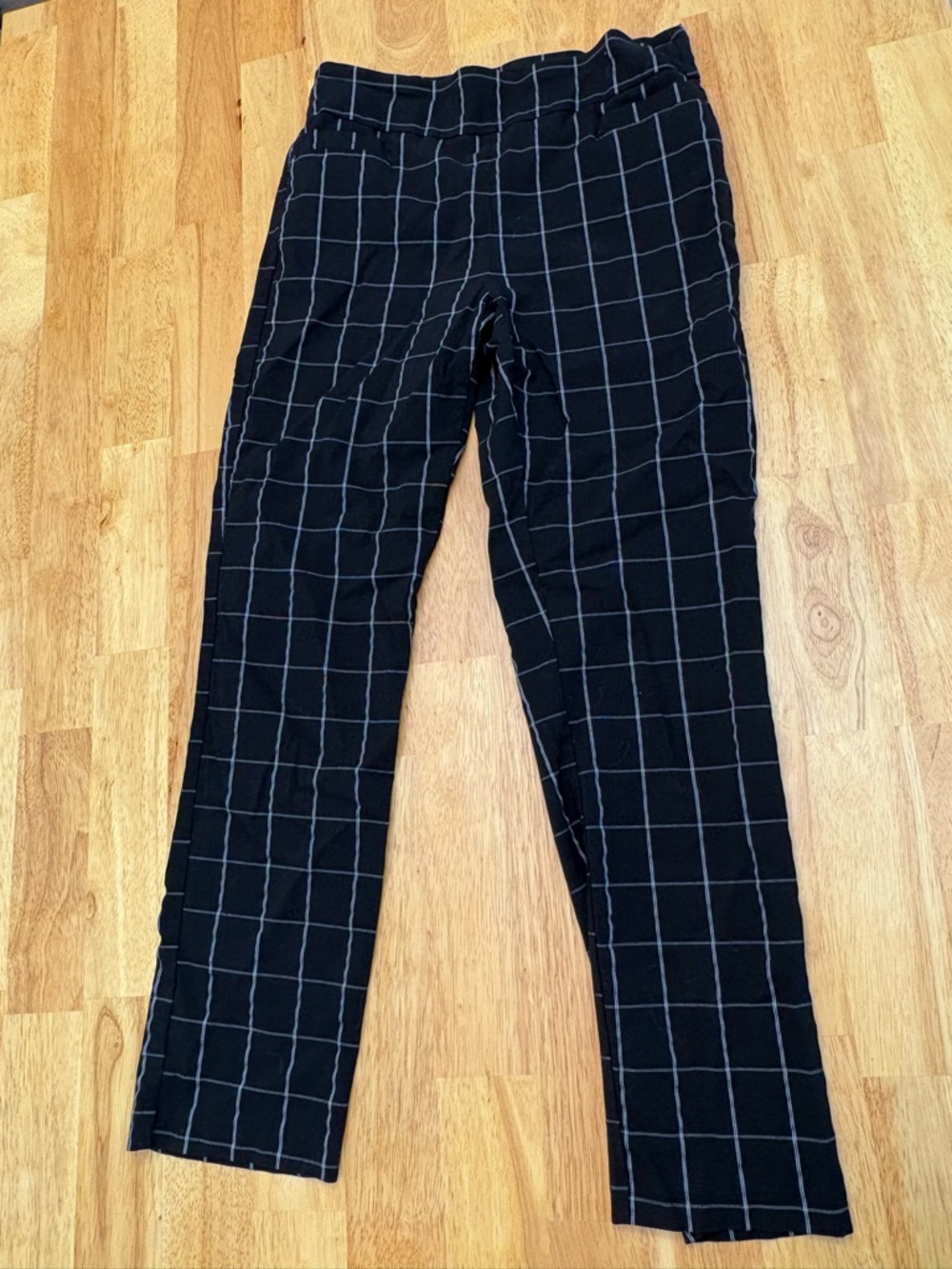 Kim Rogers Black Windowpane Pull-On Pants